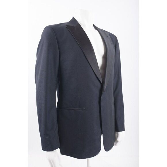 Giorgio Armani Mens Tuxedo Suit Jacket 54 Pants 58 Set Black Blue Honeycomb NWT - Picture 3 of 12